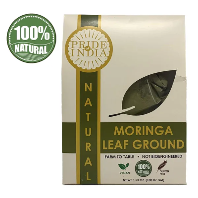 Pride of India Pure & Raw Sundried Moringa Leaf Ground,(3.53oz-100gm)