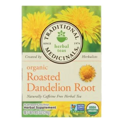 Traditional Medicinals Organic Roasted Dandelion Root Tea-16 Tea Bags-Case of 6.